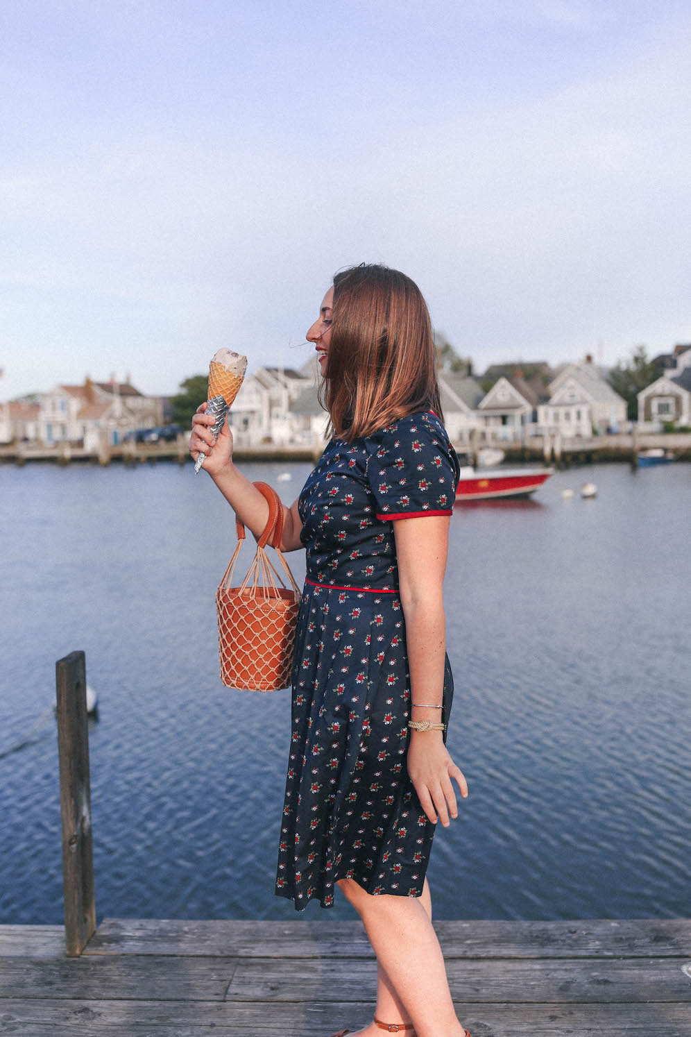 Red Fleece Dress on Nantucket The Coastal Confidence Aubrey Yandow