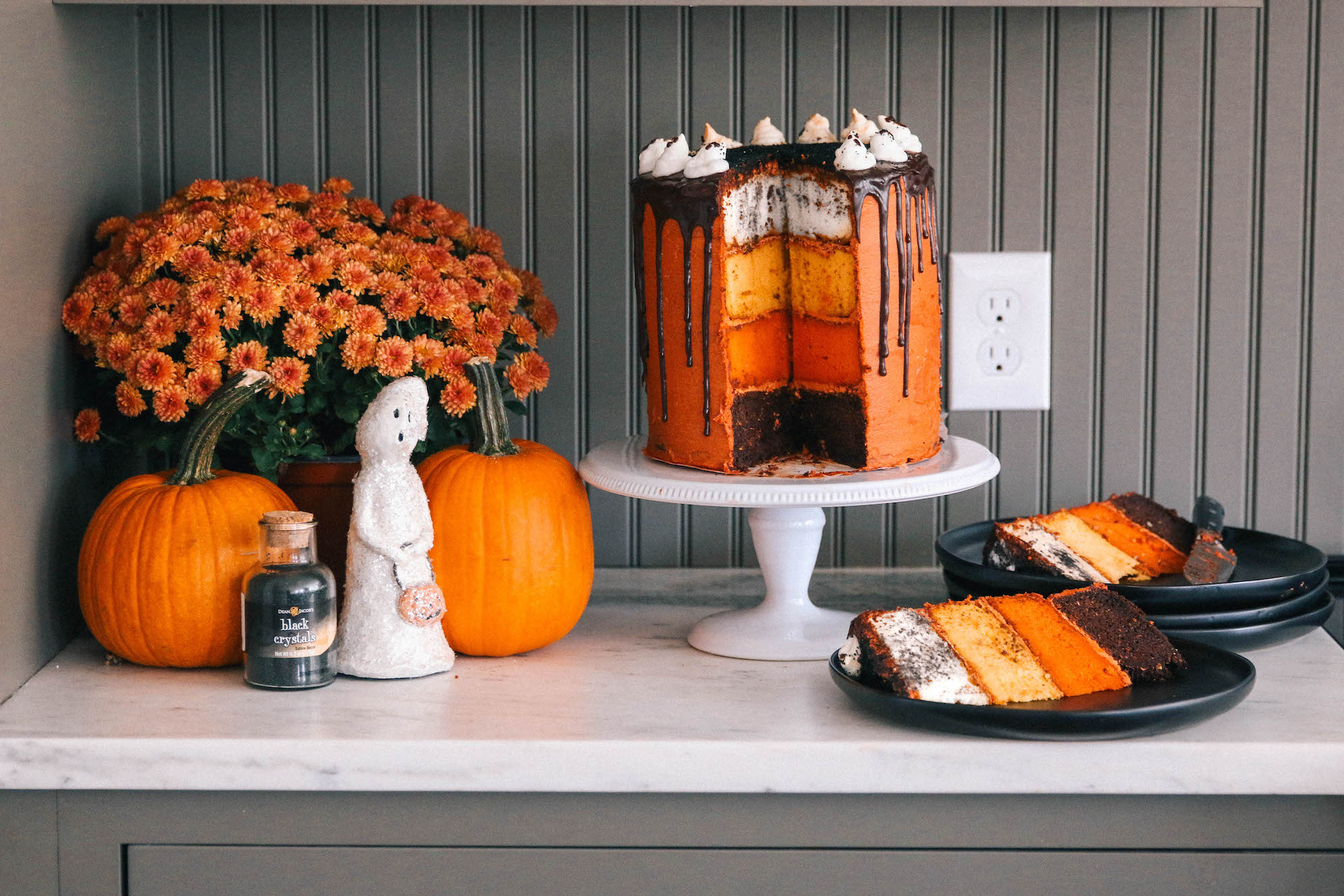 Four-Layer Candy Corn Drip Cake For Halloween The Coastal Confidence Aubrey Yandow