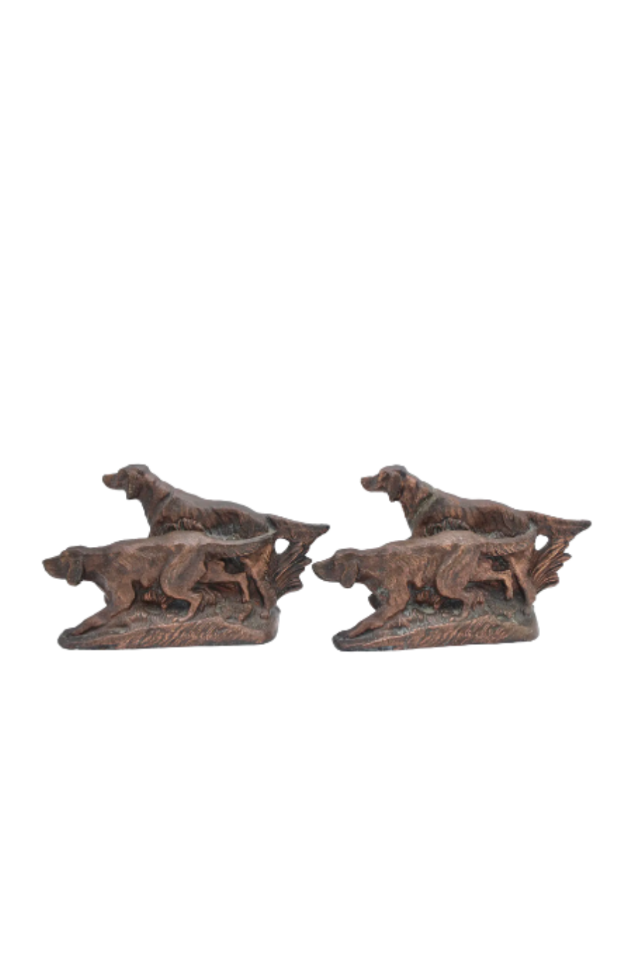 Bronze Cast Iron Sporting Dog Bookends Aubrey Craig